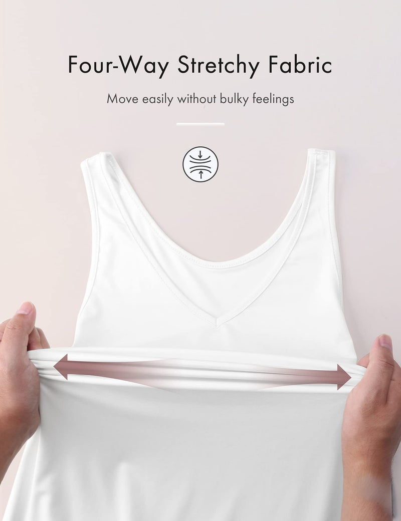 MANCYFIT فستان تانك كامل للنساء من مانسيفيت بدون أكمام بأشرطة عريضة أبيض XX-Large - Image 5